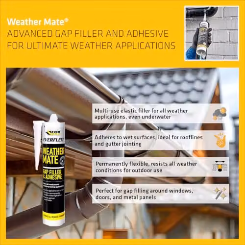 Everbuild Everflex Weather Mate Gap Filler and Adhesive, White, 295 ml – 3