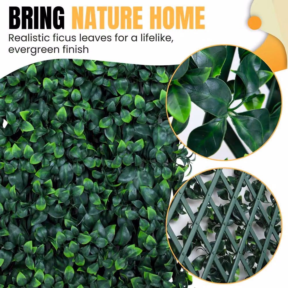Novecrafto Expanding Privacy Trellis with Artificial Leaves and Flowers in Green, W: 282 cm, H: 30 cm – 2