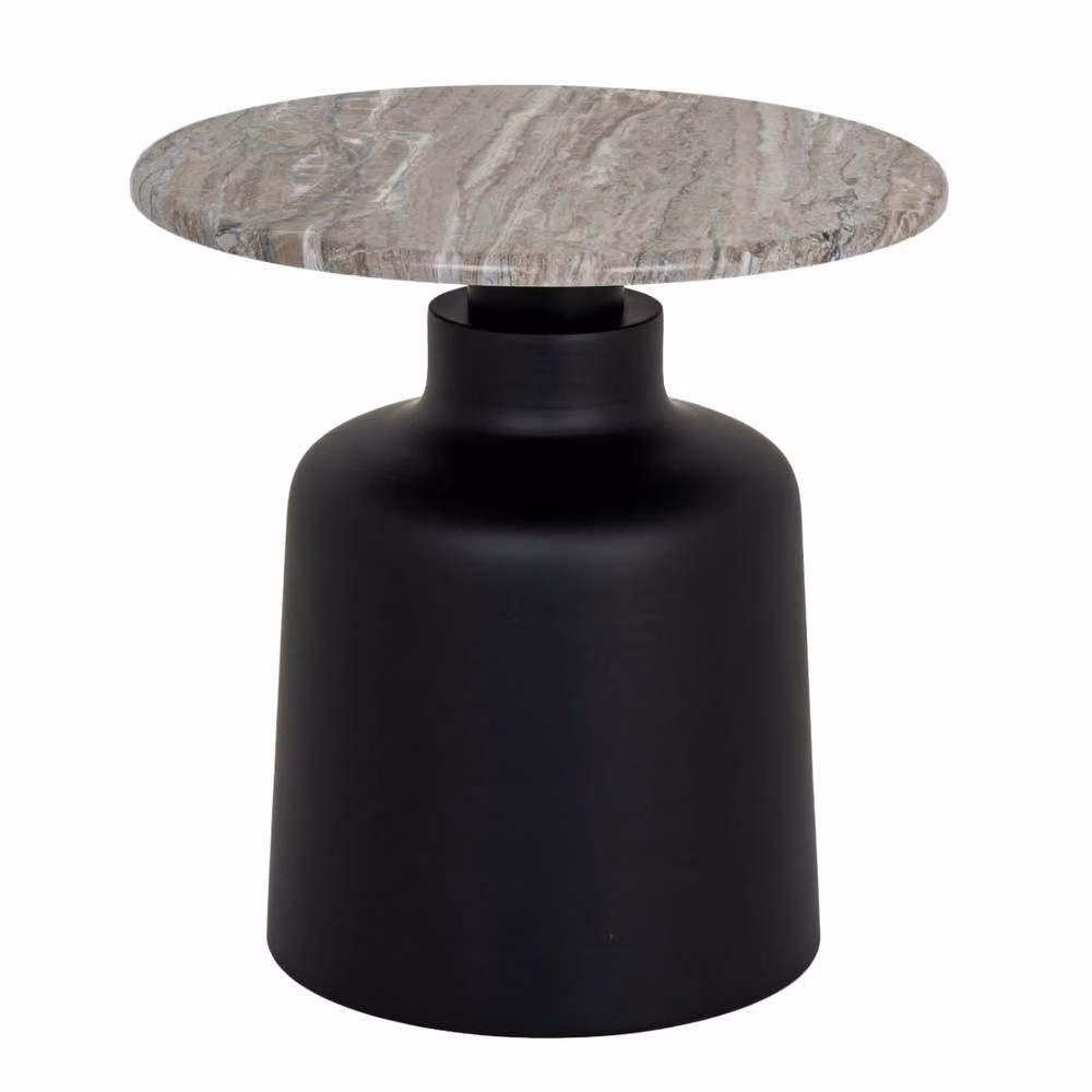 Wyld Haus London Modern Round Side Table with Black Marble Top, W/D/H: 47 x 47 x 47 cm – 2