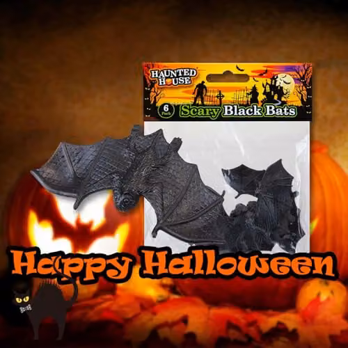 VFM e-Store Halloween Black Bat Party Decorations, Pack of 6 Plastic Props – 7