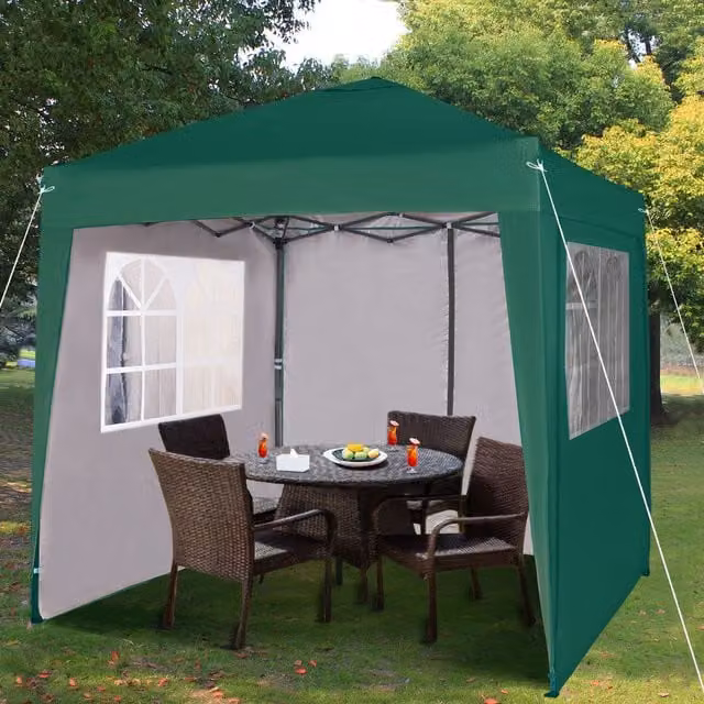 MCC Direct Green Pop Up Gazebo with Removable Sides and Storage Bag, W: 200 cm, D: 200 cm, H: 255 cm