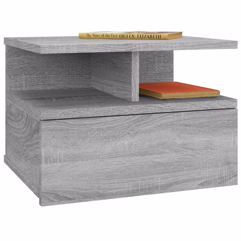 Berkfield Home Floating Nightstand 2 Piece Set in Grey Sonoma, W/D/H: 40 x 31 x 27 cm – 3