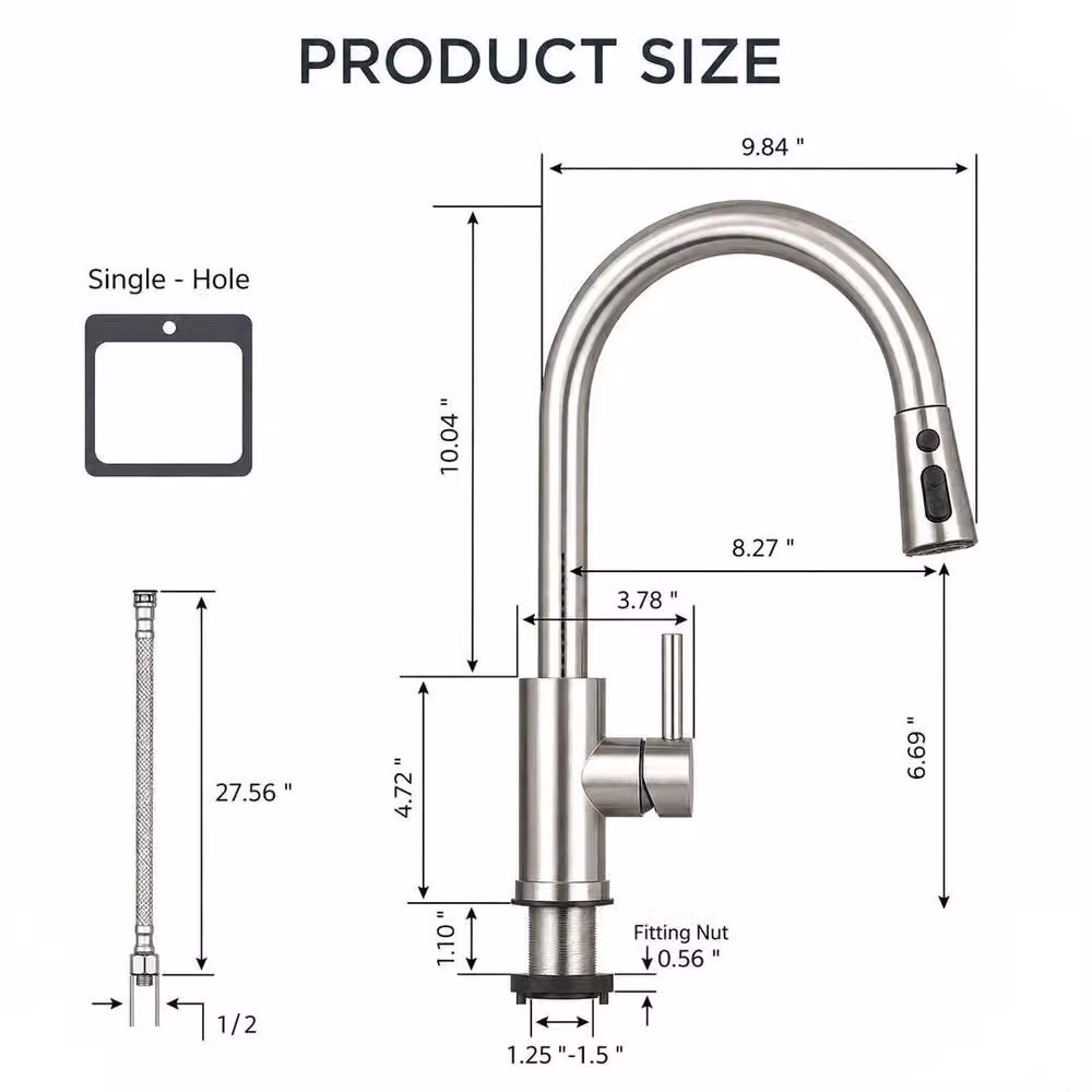 EONLION Silver Chrome Kitchen Sink Pull Out Mixer Tap Faucet with Spray Function – 2