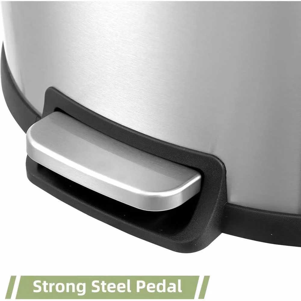 VOGREX 50L Stainless Steel Step On Trash Bin with Soft Close Lid in Metallic Silver – 3