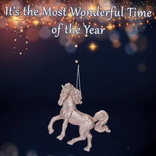 VFM e-Store Rose Gold Hanging Unicorn Christmas Tree Ornament, 13cm – 3