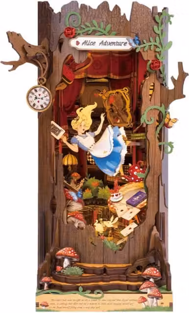 Syntego Fall Into Wonder Enchanted Garden Wooden Book Nook Puzzle Display in Brown and Orange