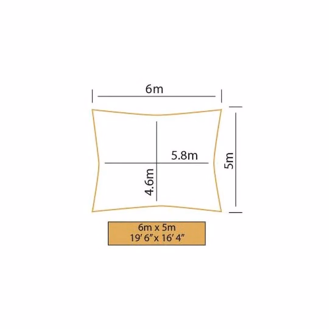 Primrose Waterproof Rectangular Patio Sun Shade Sail Canopy in Dark Grey, W: 6 m, L: 5 m – 4