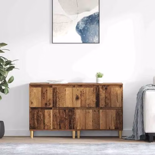 vidaXL Set of 2 Modern Sideboards in Brown Old Wood, W/D/H: 60 x 35 x 70 cm – 2