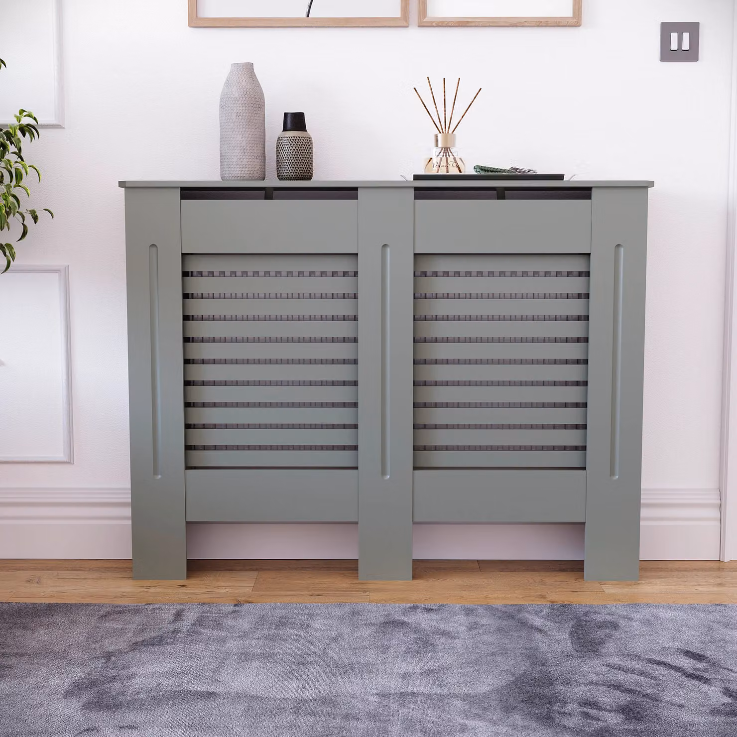 Home Discount Vida Designs Oxford MDF Radiator Cover Heating Cabinet in Grey – 3
