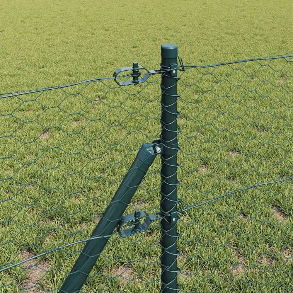 Berkfield Home Green Steel Hexagon Fence, W: 10 m, H: 0.6 m – 4