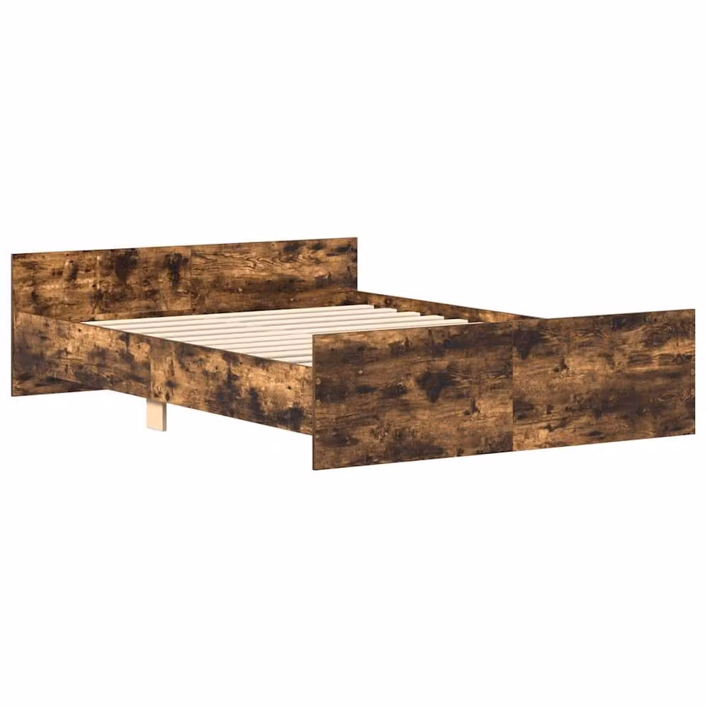 Berkfield Home Bed Frame with Headboard and Footboard in Smoked Oak Brown, W/D/H: 120 x 200 cm – 3