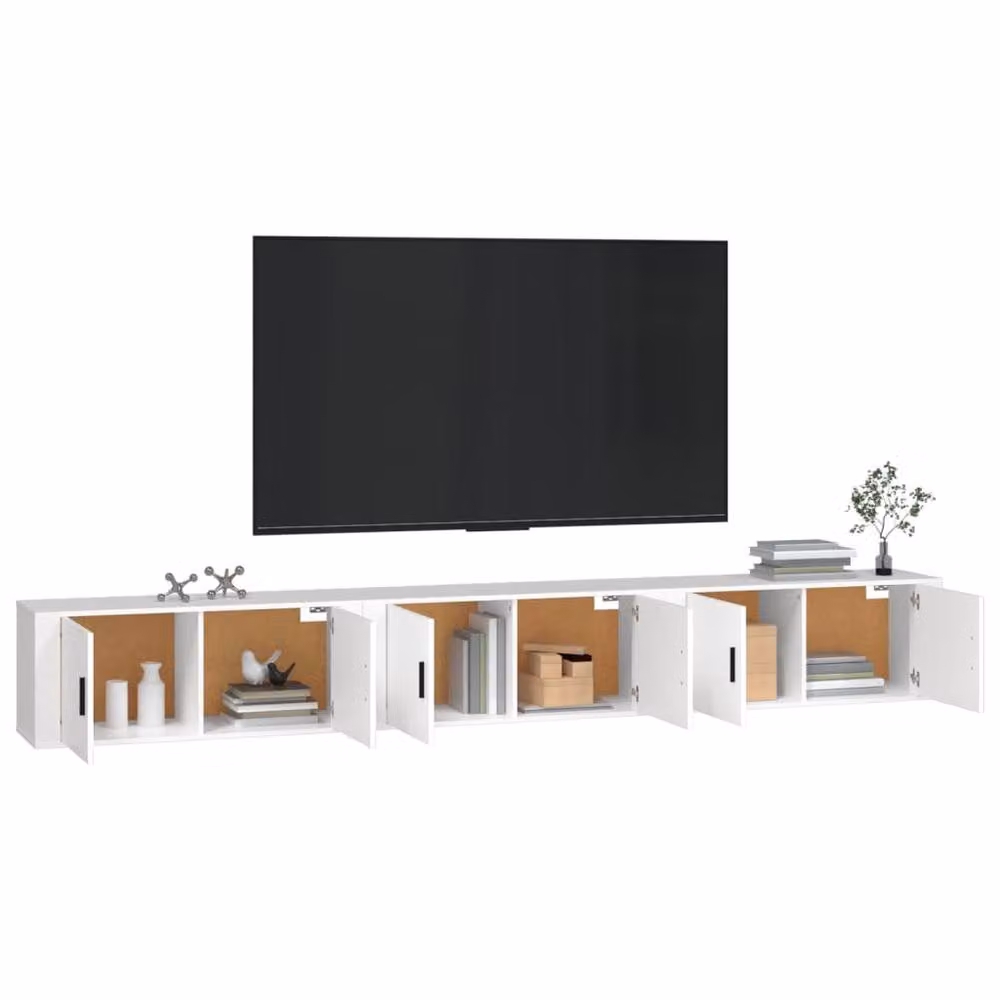 Berkfield Home Set of 3 White Wall-mounted TV Cabinets, W: 100 cm, D: 34.5 cm, H: 40 cm – 2