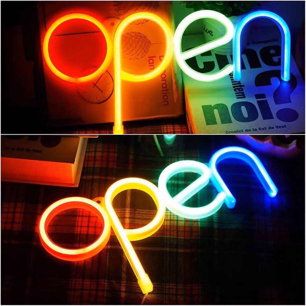 FLAVORA Multicolour Flashing LED Open Sign Neon Light for Shops and Bars, W: 100 cm, H: 15 cm – 3