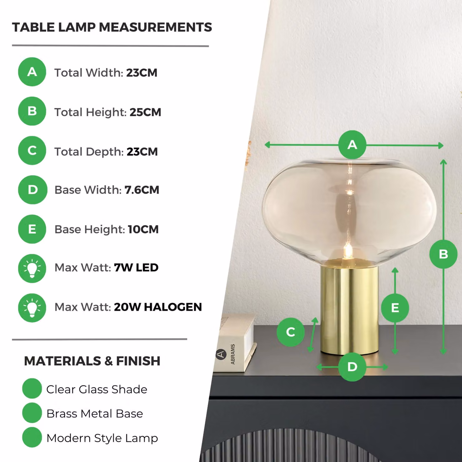 FurnitureboxUK Sarah Mid-Century LED Table Lamp in Brass and Brown with Glass Shade – 3