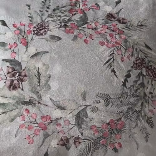 Dreams & Drapes Winter Sprigs Christmas Wreath Velvet Filled Cushion, Green and Red, W/D/H: 43 x 43 x 43 cm – 3