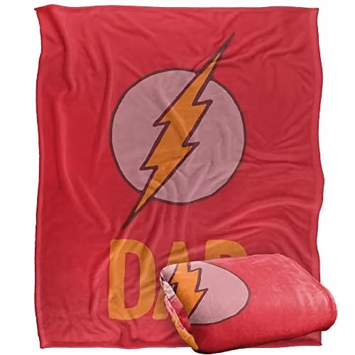 LOGOVISION Warner Brothers The Flash Super Soft Fleece Throw Blanket, White and Multicolour, W: 152 cm, D: 127 cm – 1