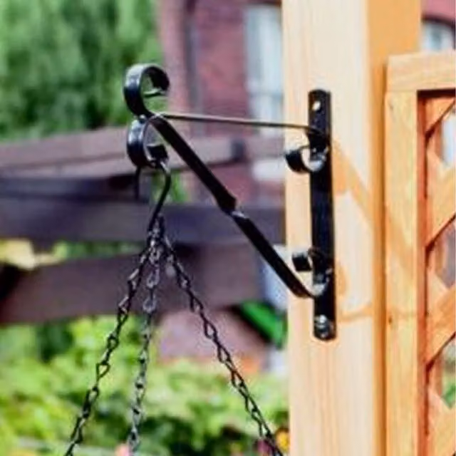 Ambassador Black Steel Hanging Basket Support Bracket, 22 cm