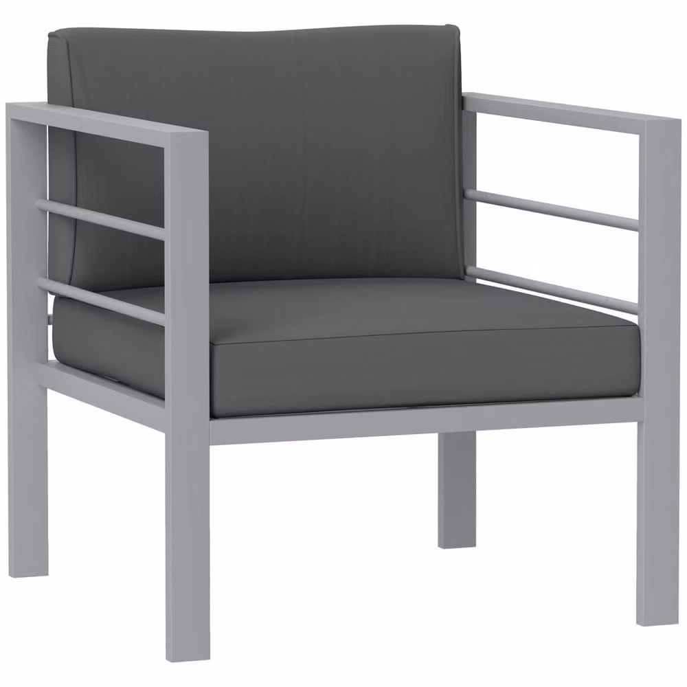 Wyld Haus Movitte Single Outdoor Garden Sofa in Charcoal Grey with UV-Resistant Polyester Cushions and Powder-Coated Aluminium Frame – 2
