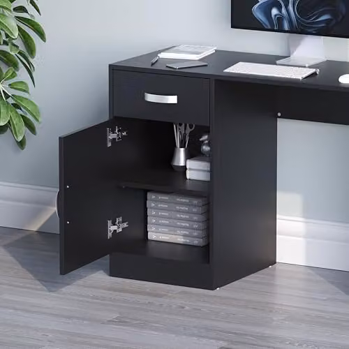 Vida Designs Hudson Computer Desk in Black with Silver Accents, W/D/H: 100 x 44 x 72 cm – 3