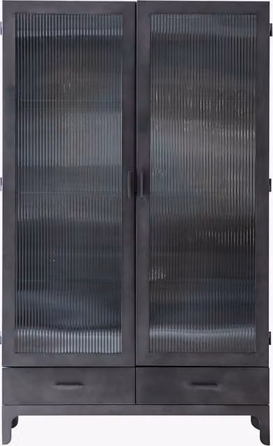 Perch & Parrow Landon Two Door Glass Display Cabinet in Anthracite Black