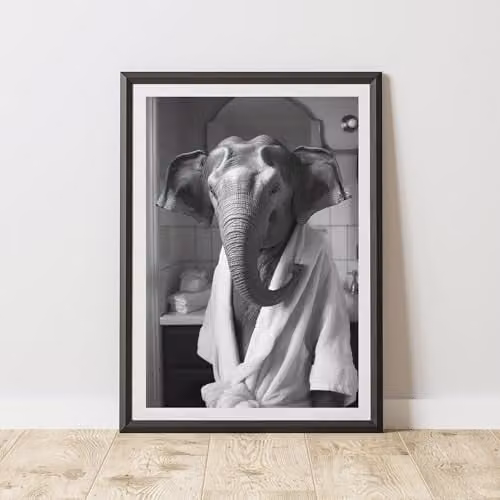 60 Second Makeover Elephant Bathrobe Animal Print Paper Poster, A3