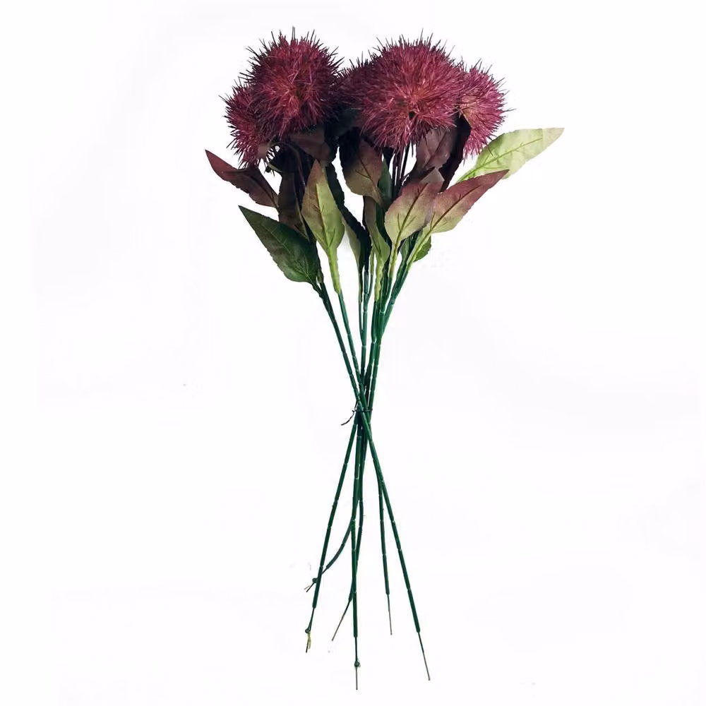 Leaf Botanik Purple Globe Thistle Artificial Flower Stems, Pack of 6, Height: 70 cm – 4