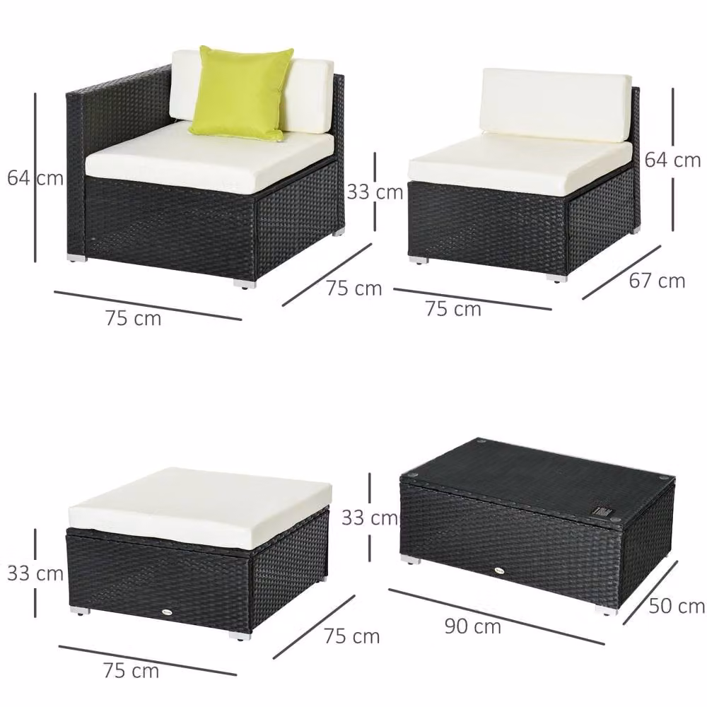 Wyld Haus Dotodi Black 4 Seater Modular Rattan Outdoor Sofa Set – 3