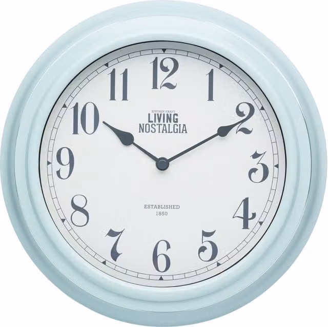 KitchenCraft Vintage Round Analog Quartz Hanging Wall Clock in Blue