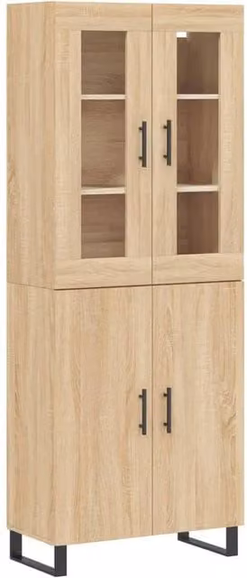 Berkfield Home Sonoma Oak Highboard in Light Brown, W/D/H: 69.5 x 34 x 180 cm