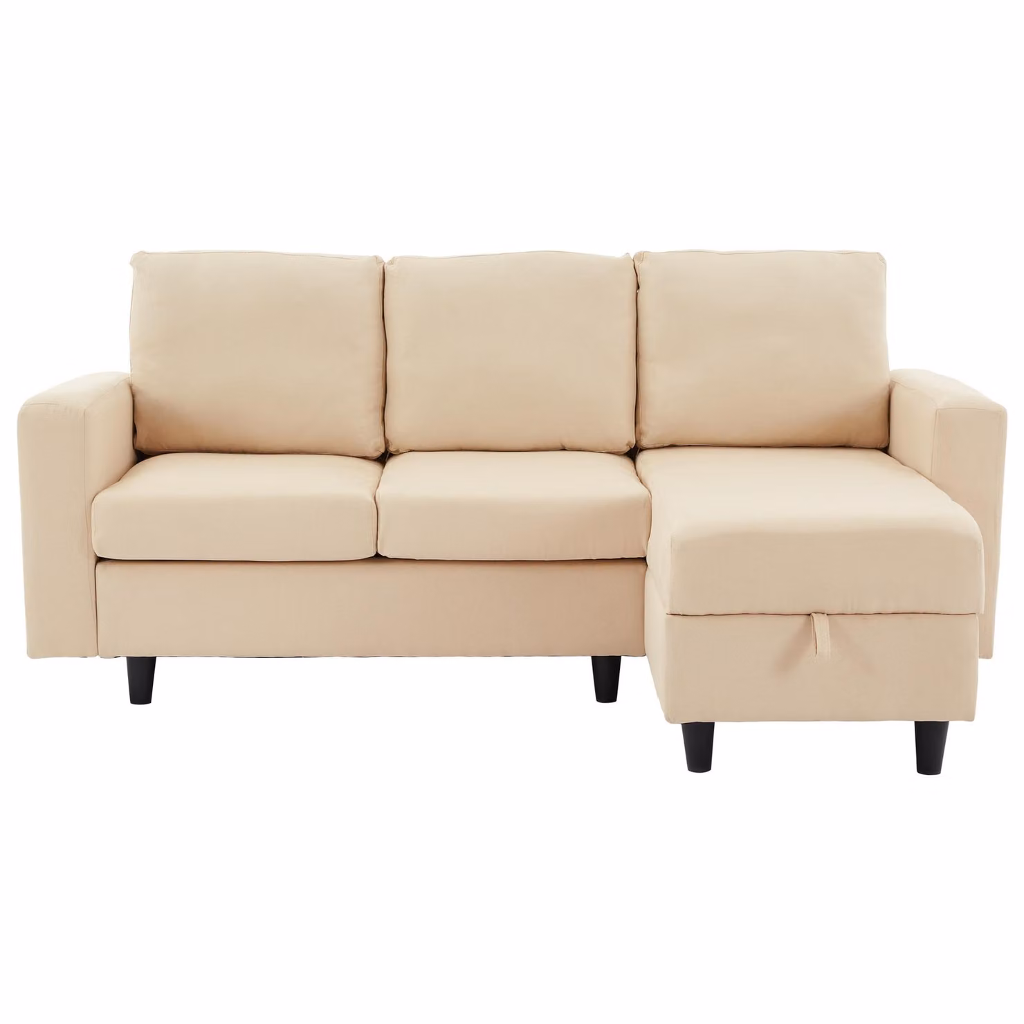 Aosom UK L-Shaped 3 Seater Convertible Sleeper Sofa with Reversible Chaise, USB Charging and LED Lighting, Beige, W/D/H: 180 x 120 x 72 cm – 2