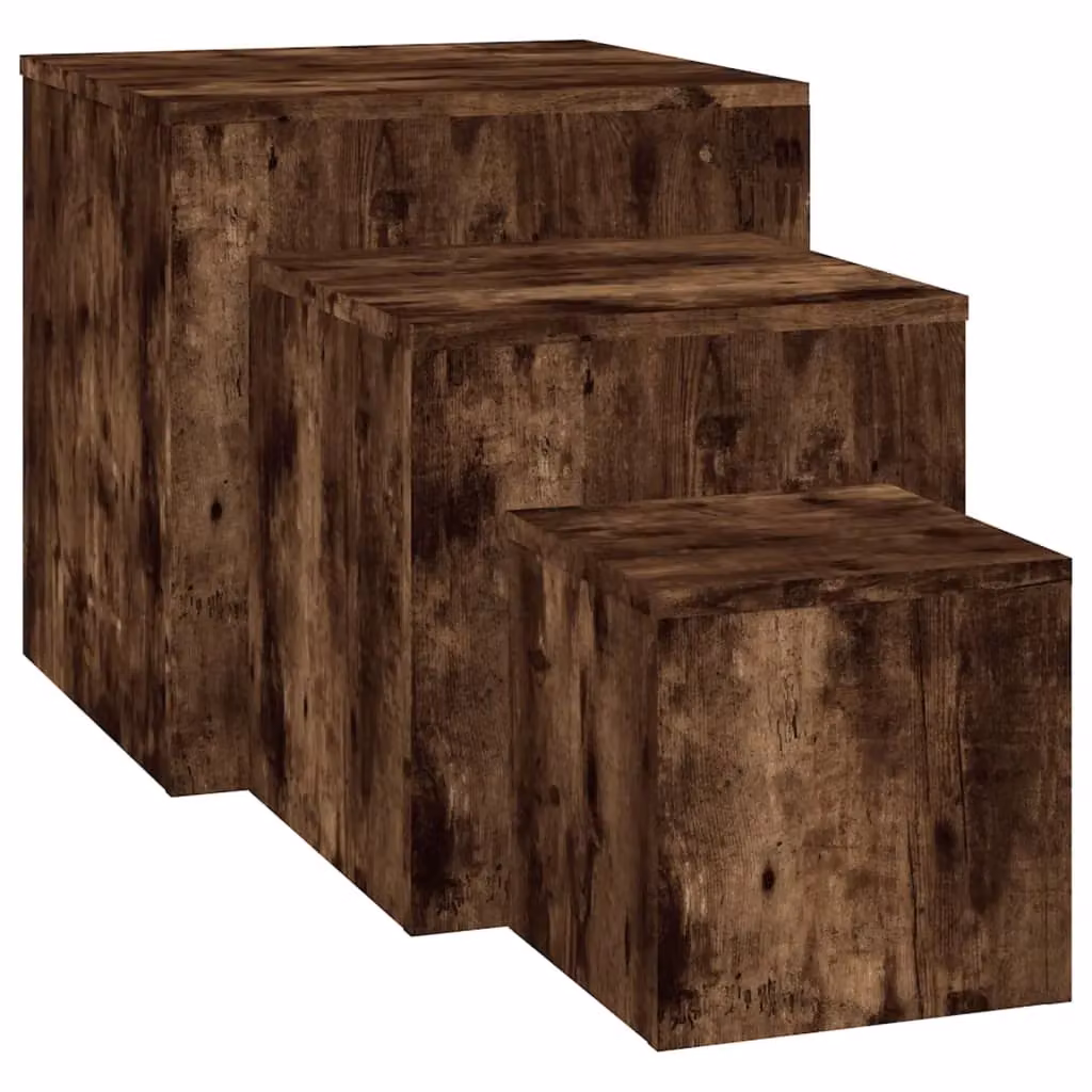 Berkfield Home Set of 3 Nested Side Tables in Smoked Oak Brown Engineered Wood – 2