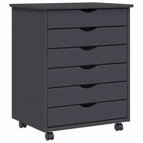 vidaXL MOSS Rolling Cabinet with Drawers in Grey Solid Wood Pine – 1