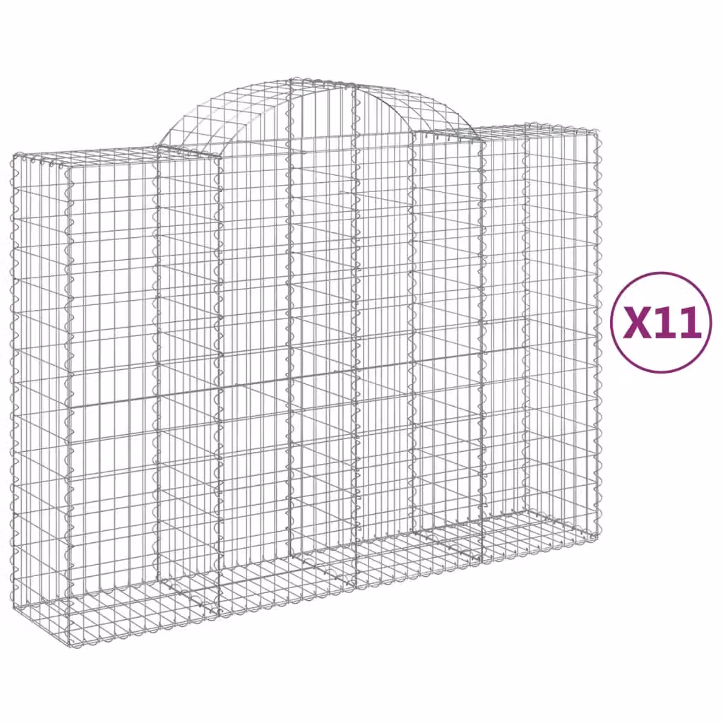 Berkfield Home Arched Gabion Baskets, 11 Piece Set, Silver Galvanised Steel, W: 200 cm, D: 50 cm, H: 140-160 cm – 2