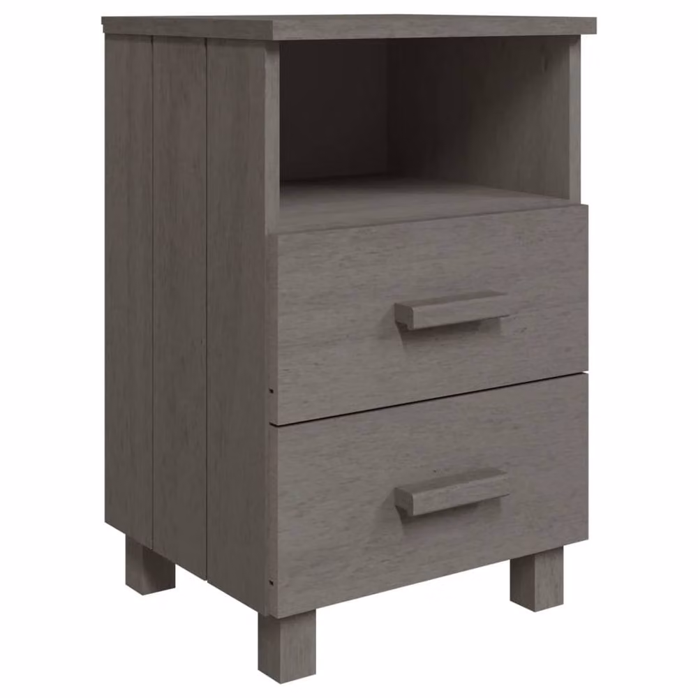 Berkfield Home HAMAR Bedside Cabinets, 2 Pack, Light Grey Solid Pine Wood, W/D/H: 40 x 35 x 62 cm – 3