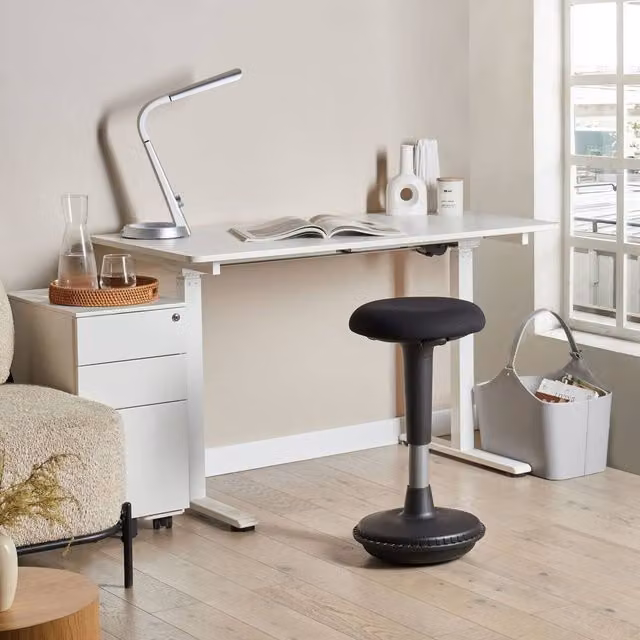 Wyld and Coco Adjustable Wobble Stool with Black Fabric and Steel Frame