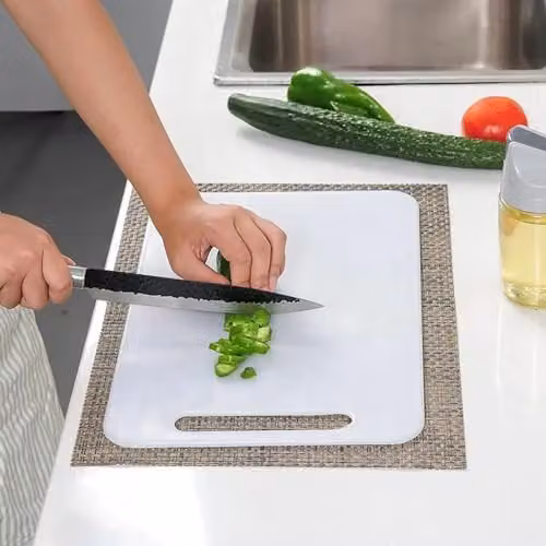 KAV Masterclass Durable Plastic Cutting Board Set of 3 in White with Handles and Dishwasher Safe Design – 2
