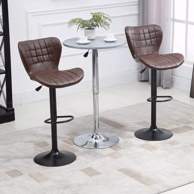 EONLION Set of 2 Adjustable Height Breakfast Bar Stools in Brown – 1