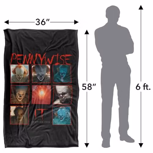 LOGOVISION It Chapter 2 Pennywise Squares Super Soft Fleece Throw Blanket, Multicolour, W: 91 cm, D: 147 cm – 4