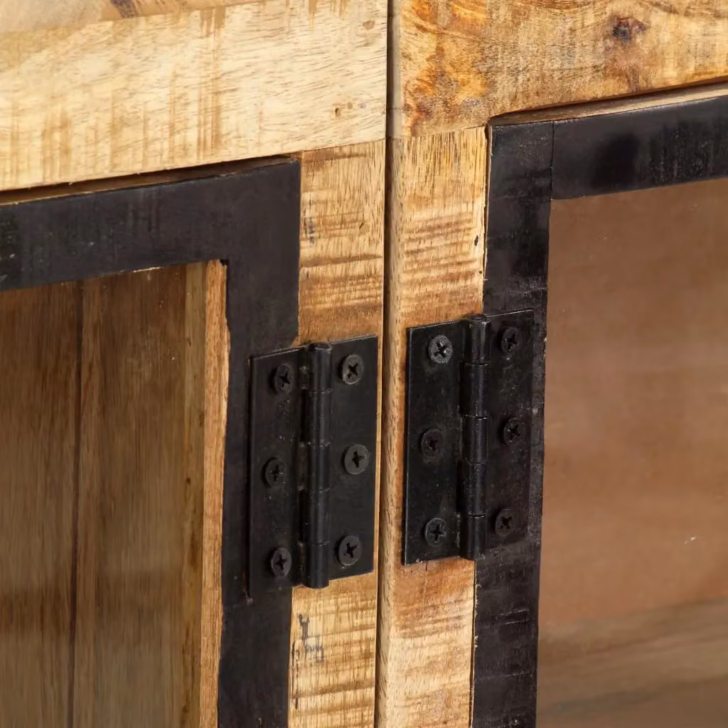 Berkfield Home Industrial Sideboard in Brown and Black Solid Rough Mango Wood W/D/H: 160 x 30 x 80 cm – 4
