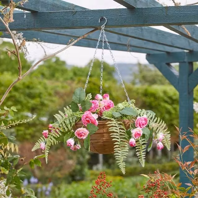 Smart Garden Regal Round Hanging Baskets in Pink and Multicolour Rattan Mixed