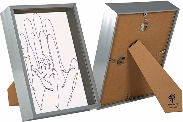 Nicola Spring Pack of 2 Grey A4 3D Deep Box Photo Frames, Rectangular, Wall Mount