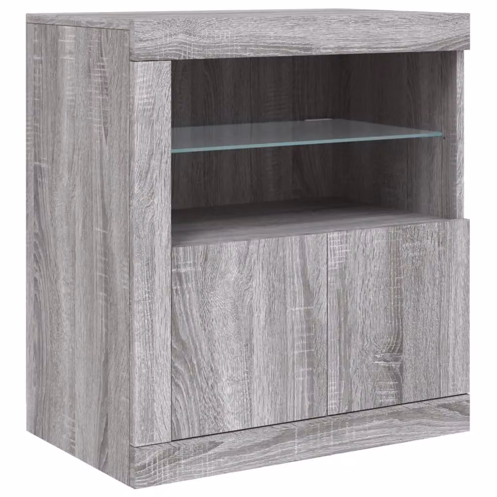 Berkfield Home Modern Sideboard with Integrated LED Lights in Grey Sonoma, W: 181.5 cm, D: 37 cm, H: 67 cm – 6