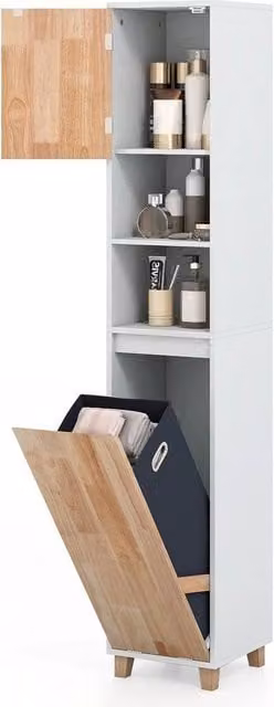 Kelvenix Tall Bathroom Storage Organizer Unit in White, H 170 cm x W 31 cm