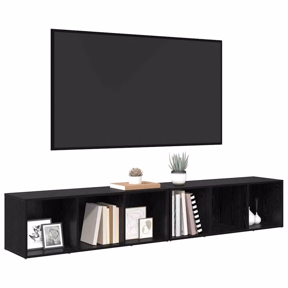 Berkfield Home 2-Piece Black Oak Engineered Wood Cube Storage Set – 3