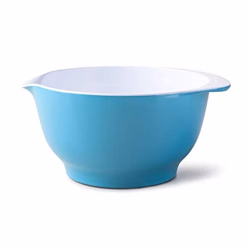Zeal Melamine Non Slip Round Mixing Bowl with Pouring Spout, Turquoise and White, 3 ltr – 1