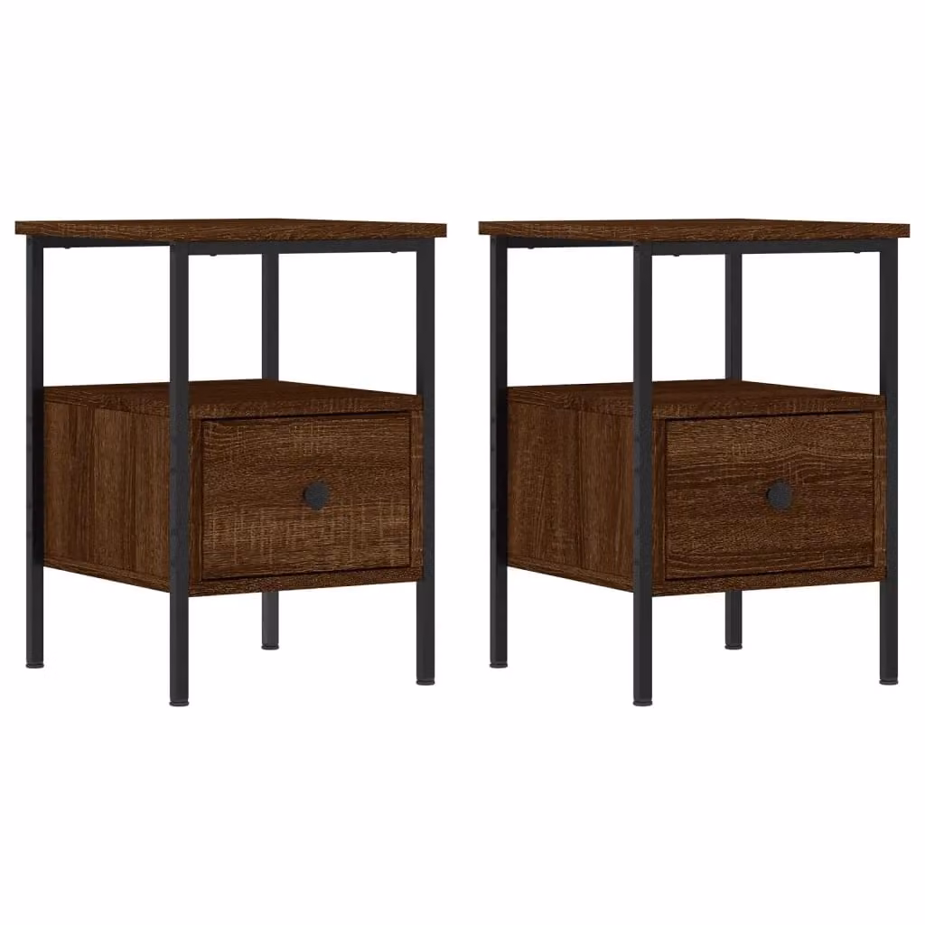 Berkfield Home Set of 2 Bedside Cabinets in Brown Oak, W/D/H: 34 x 36 x 50 cm – 1