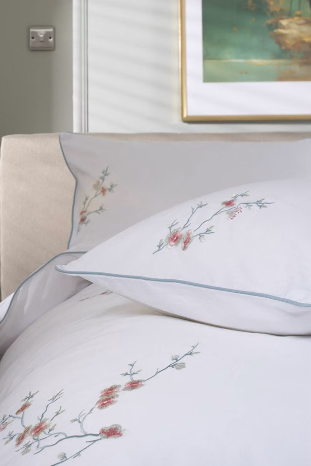 The Lyndon Company Cherry Blossom Petrol and White Cotton Duvet Set with Floral Design, W/D/H: 140 x 200 cm – 2