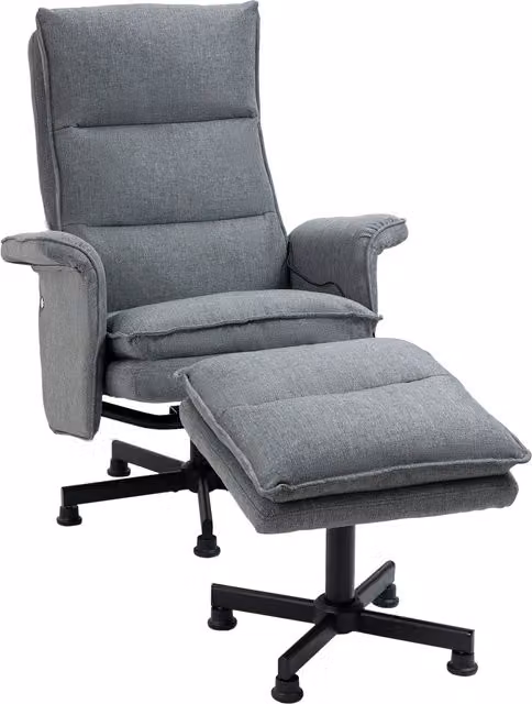 HOMCOM Swivel Massage Recliner Chair with Footstool and Remote Control in Grey