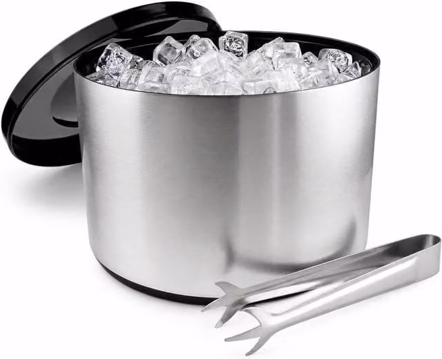 Chabrias Ltd 10L Aluminium Ice Bucket with Lid and Tongs in Metallic Silver