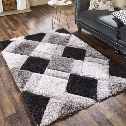 Phoenox Textiles Limited Origins 3D GEO Shaggy Grey Geometric Rug, W: 80 cm, L: 150 cm – 4